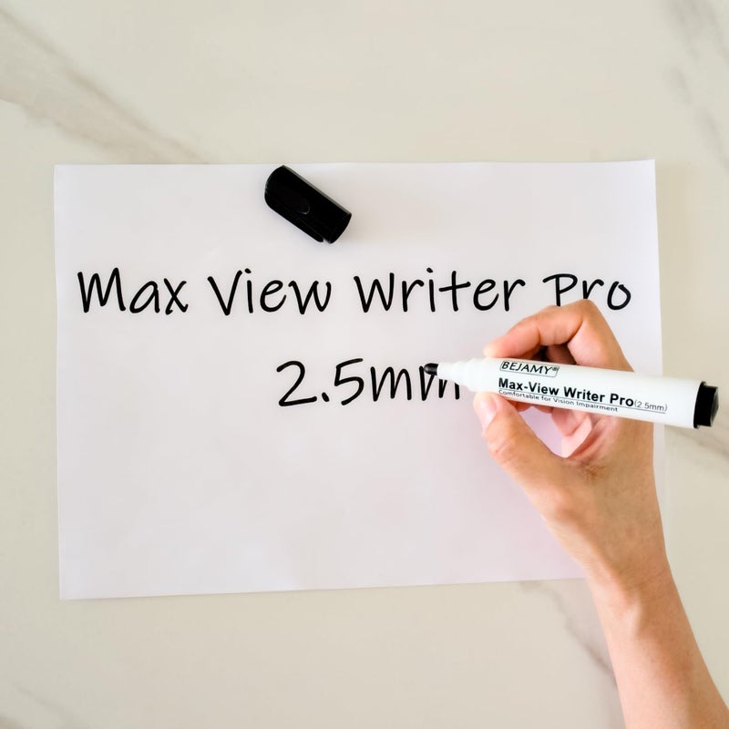 Bejamy (Bullet Tip-2.5mm, PACK of 12, Black Water-Based ink) Max-View Writer Pro Bold Writing Pen, Low Vision Assistive Writing Tool for Visual Impairment,Odorless,Non-Toxic,No Oil,Alcohol Free - Image 2